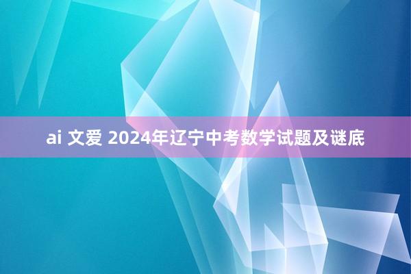 ai 文爱 2024年辽宁中考数学试题及谜底