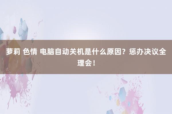 萝莉 色情 电脑自动关机是什么原因？惩办决议全理会！