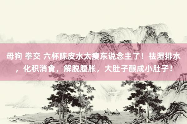 母狗 拳交 六杯陈皮水太瘦东说念主了！祛湿排水，化积消食，解脱腹胀，大肚子酿成小肚子！